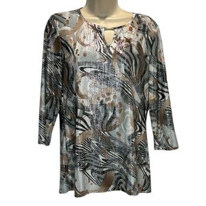 Emily Daniels Women's Pullover 3/4 Length Sleeve Blouse Top Size S Multi Color